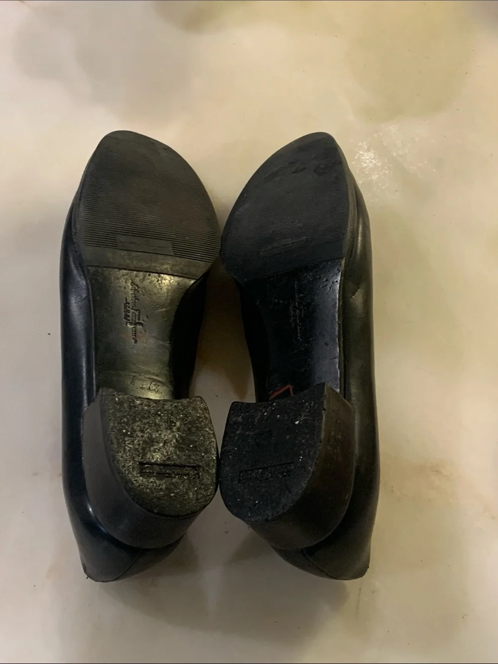 Salvatore Ferragamo Black Leather Loafers with Silver Buckle